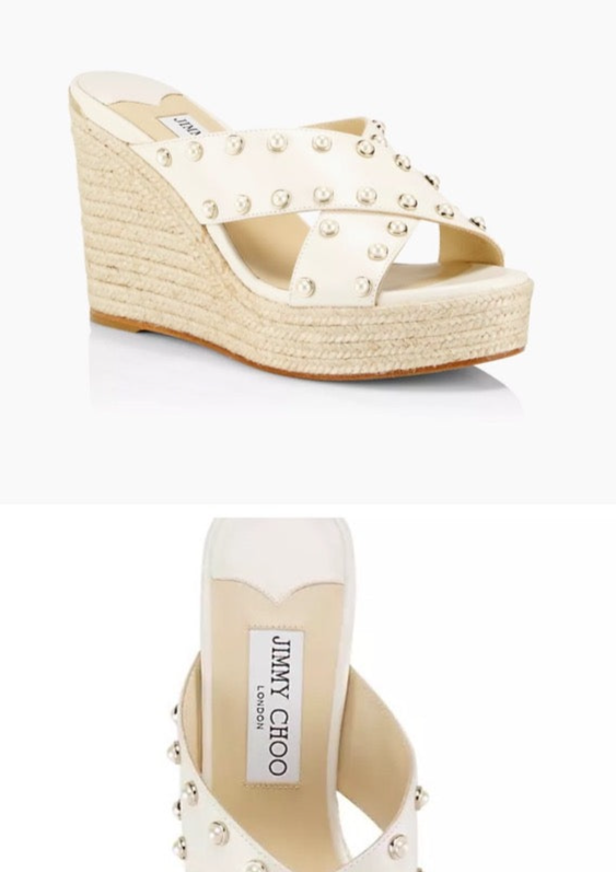 Jimmy Choo Dovina 100 Leather Espadrille Wedge Sandals
