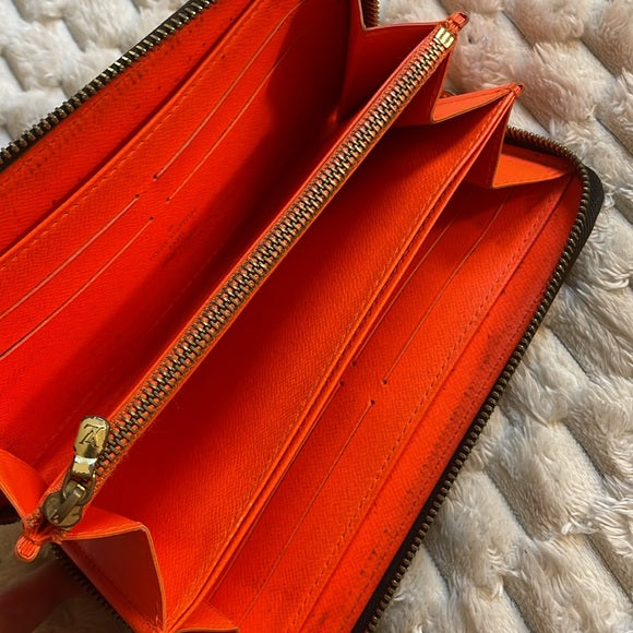 Louis Vuitton Limited Edition Stephen Spouse Orange Graffiti Zippy Wallet