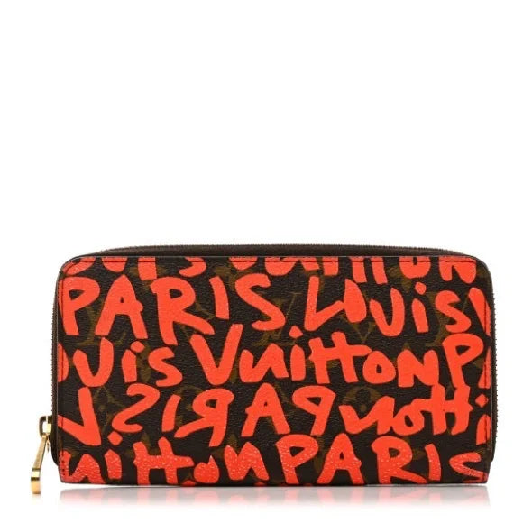 Louis Vuitton Limited Edition Stephen Spouse Orange Graffiti Zippy Wallet