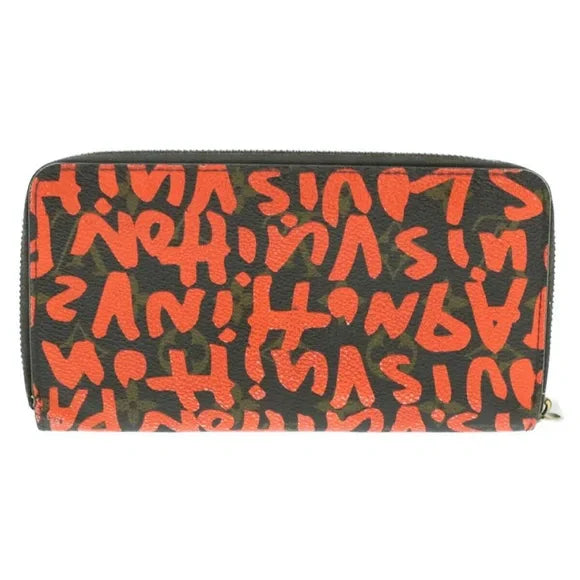 Louis Vuitton Limited Edition Stephen Spouse Orange Graffiti Zippy Wallet